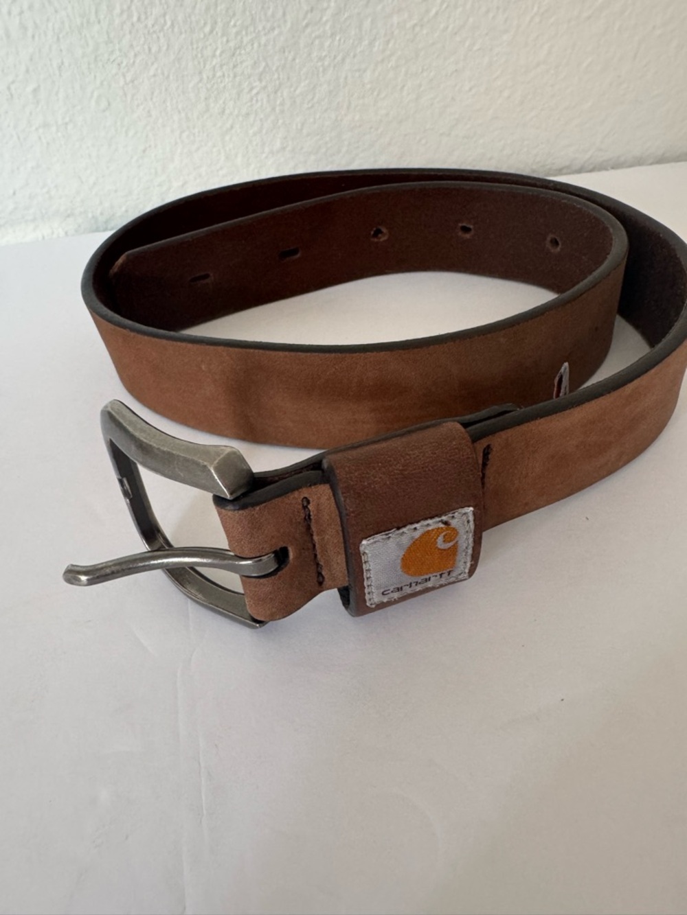 Carhartt Ladies Brown Genuine Suede Leather Belt with Silver Look Buckle
